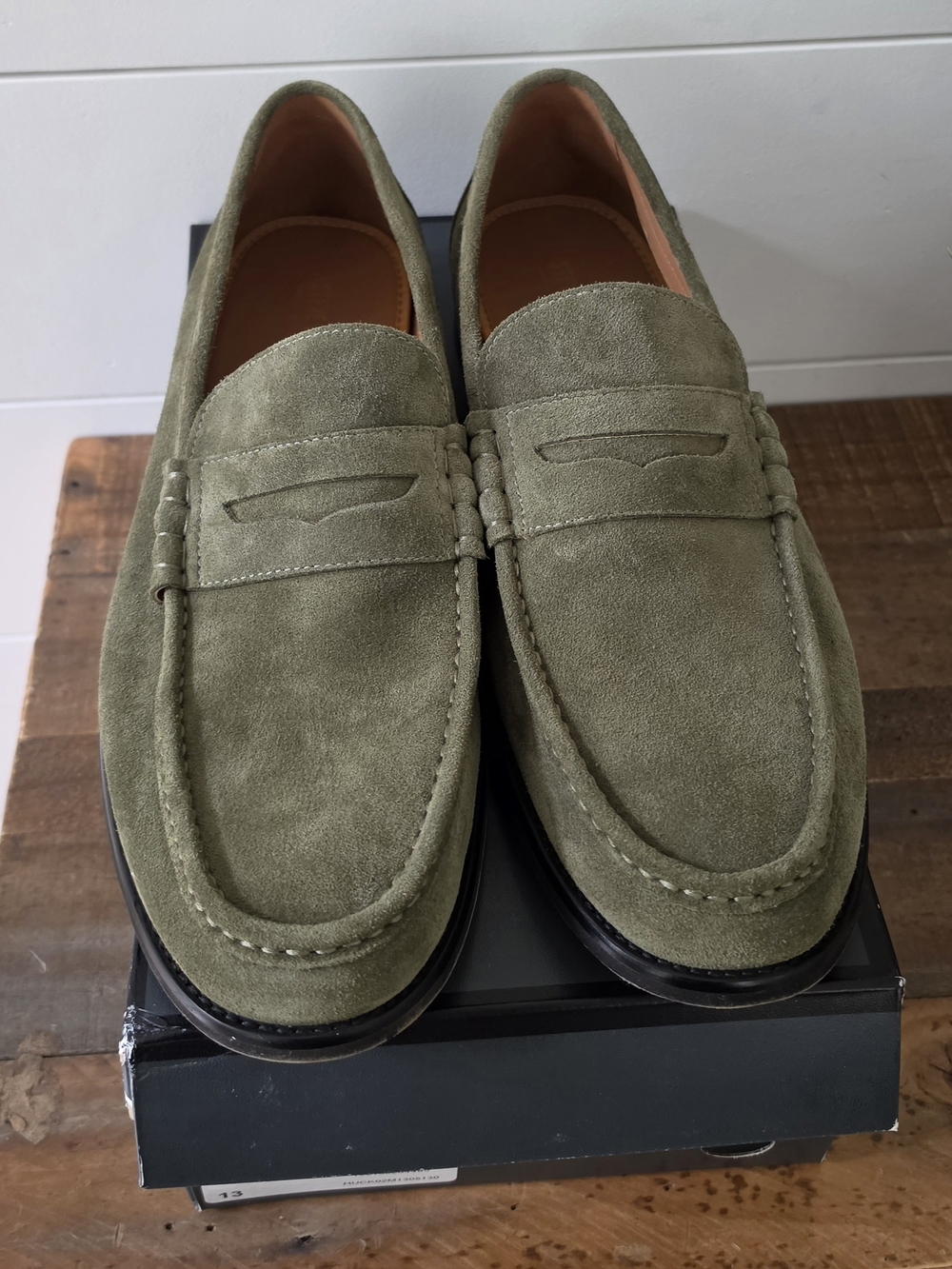 Steve Madden Men Green Suede Penny Loafers Size 13